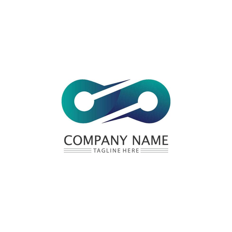 Logotipo de diseño infinito y 8 icono, vector, signo, logotipo creativo para empresas y símbolo de infinito corporativo vector