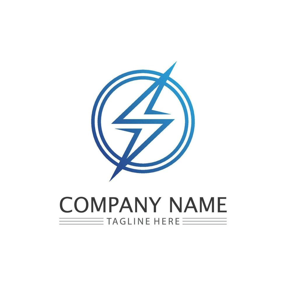 the power vector, flash ogo and thunderbolt and icon electricity illustration template design vector
