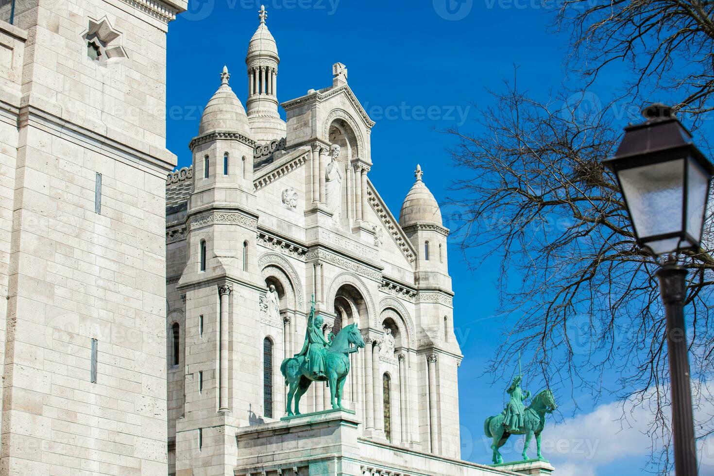 The historical Sacre Coeur Basilica built on the eighteen century at the Montmartre hill  in Paris France photo