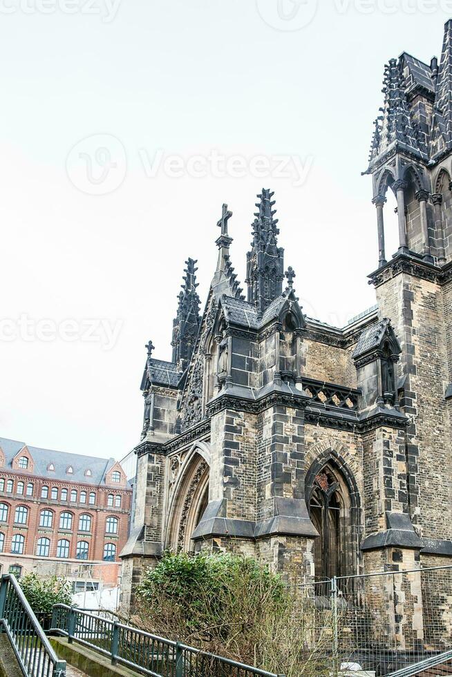 Remains of the Saint Nicholas church which was almost completely destroyed during the bombing of Hamburg in World War II photo