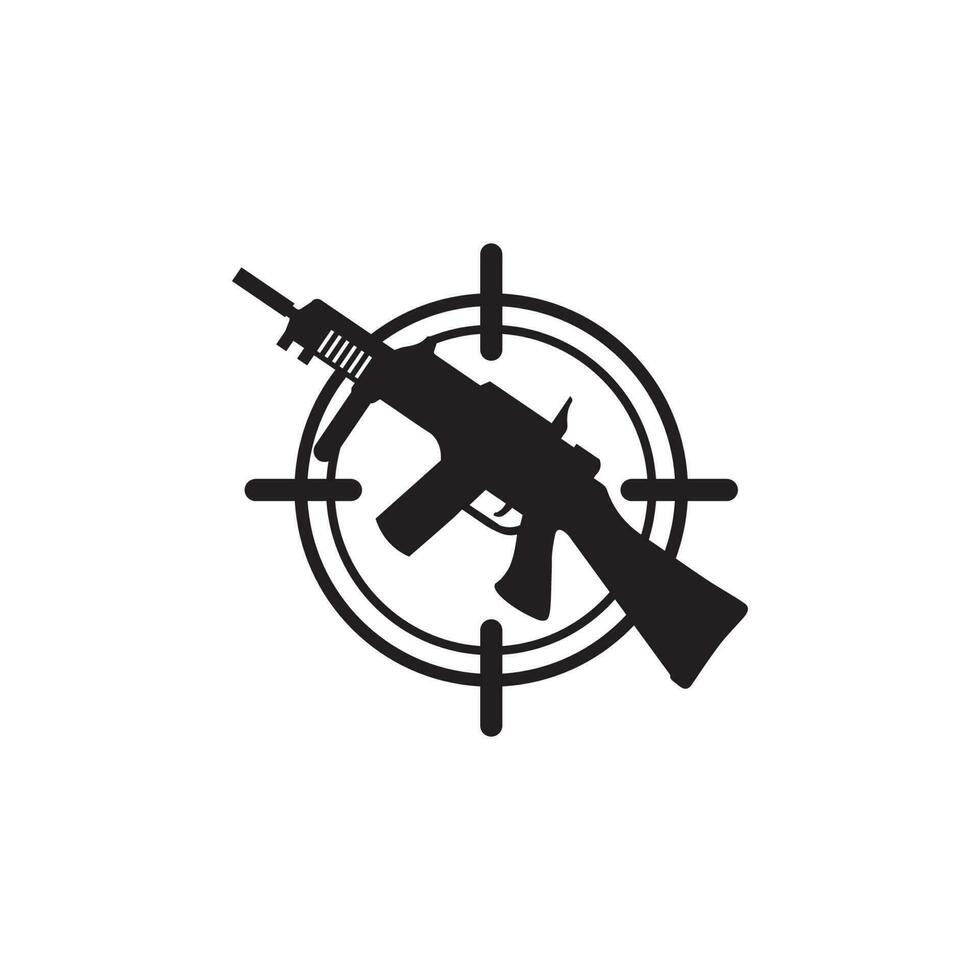 Gun logo and Army soldier sniper shot vector Design Illustration military shot revolver