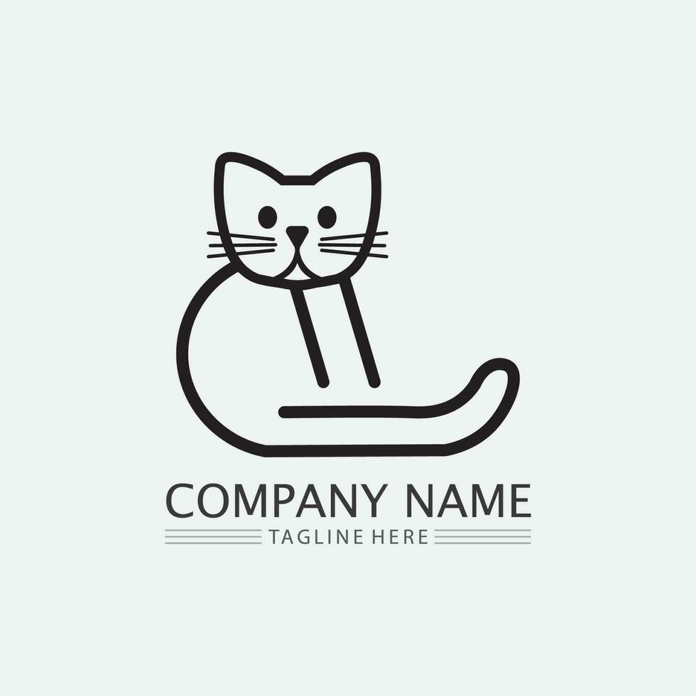 logotipo de gato y vector animal icono huella gatito calico logo perro símbolo dibujos animados carácter signo ilustración garabato diseño