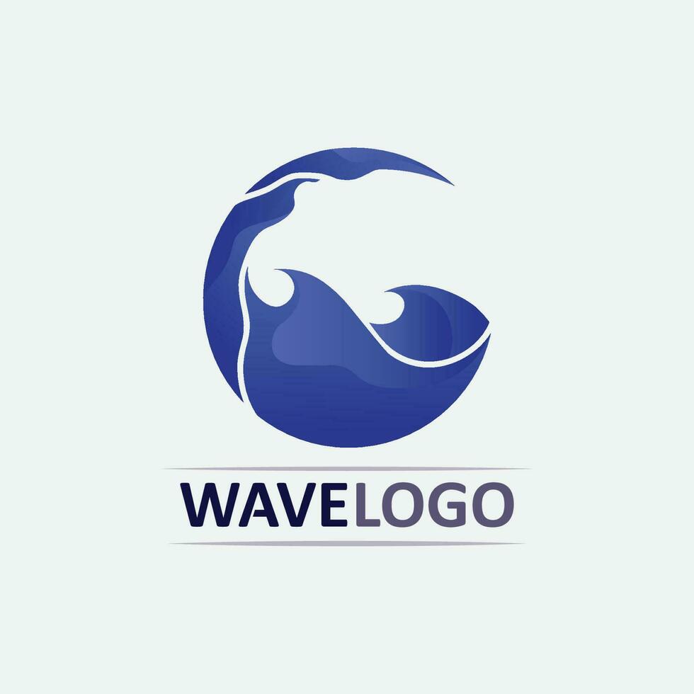 wave icon and water drop vector illustration design logo business