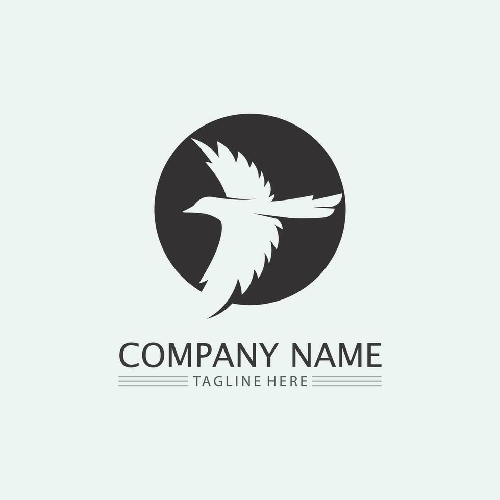 pájaros y golondrina diseño de logotipo de paloma y alas de animales vectoriales y pájaro volador vector