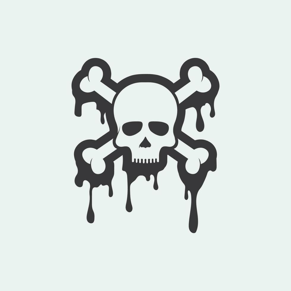 skull and bones icon logo design vector graphic illustration symbol