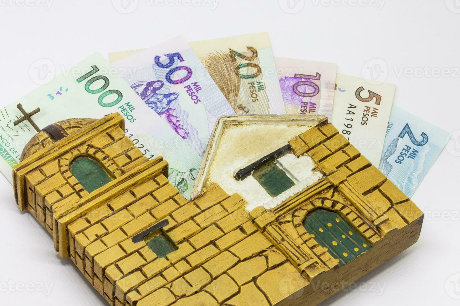 Conceptual image about money and religion photo