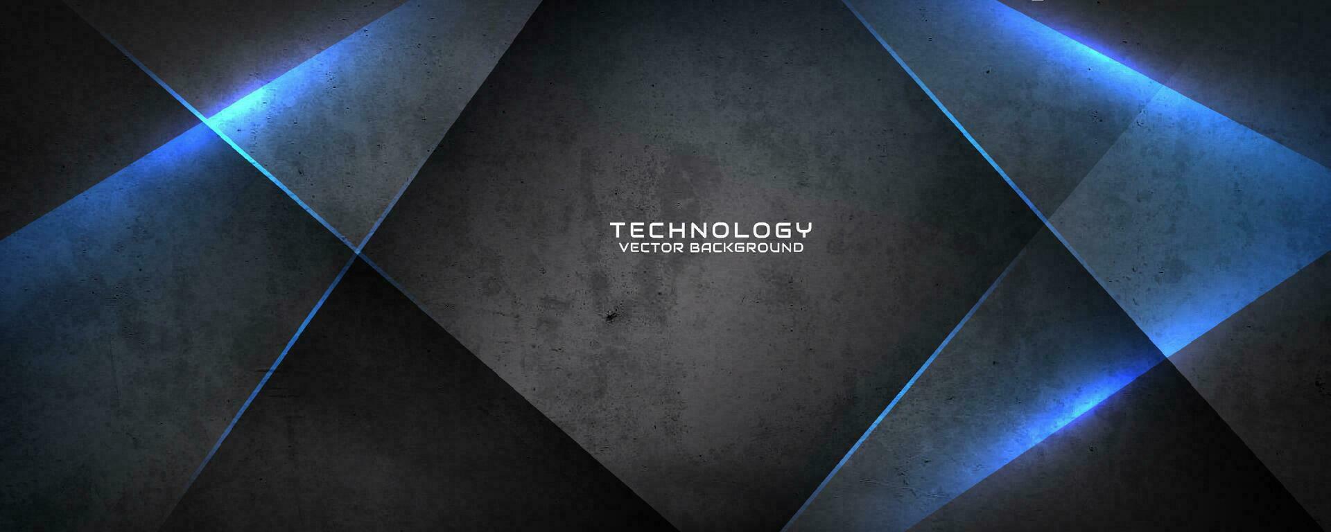 3D black techno abstract background overlap layer on dark space with blue light and rough grunge effect. Modern graphic design element cutout style concept for banner, flyer, card, or brochure cover vector