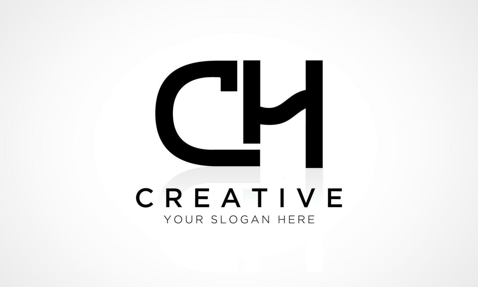 CH Letter Logo Design Vector Template. Alphabet Initial Letter CH Logo Design With Glossy Reflection Business Illustration.