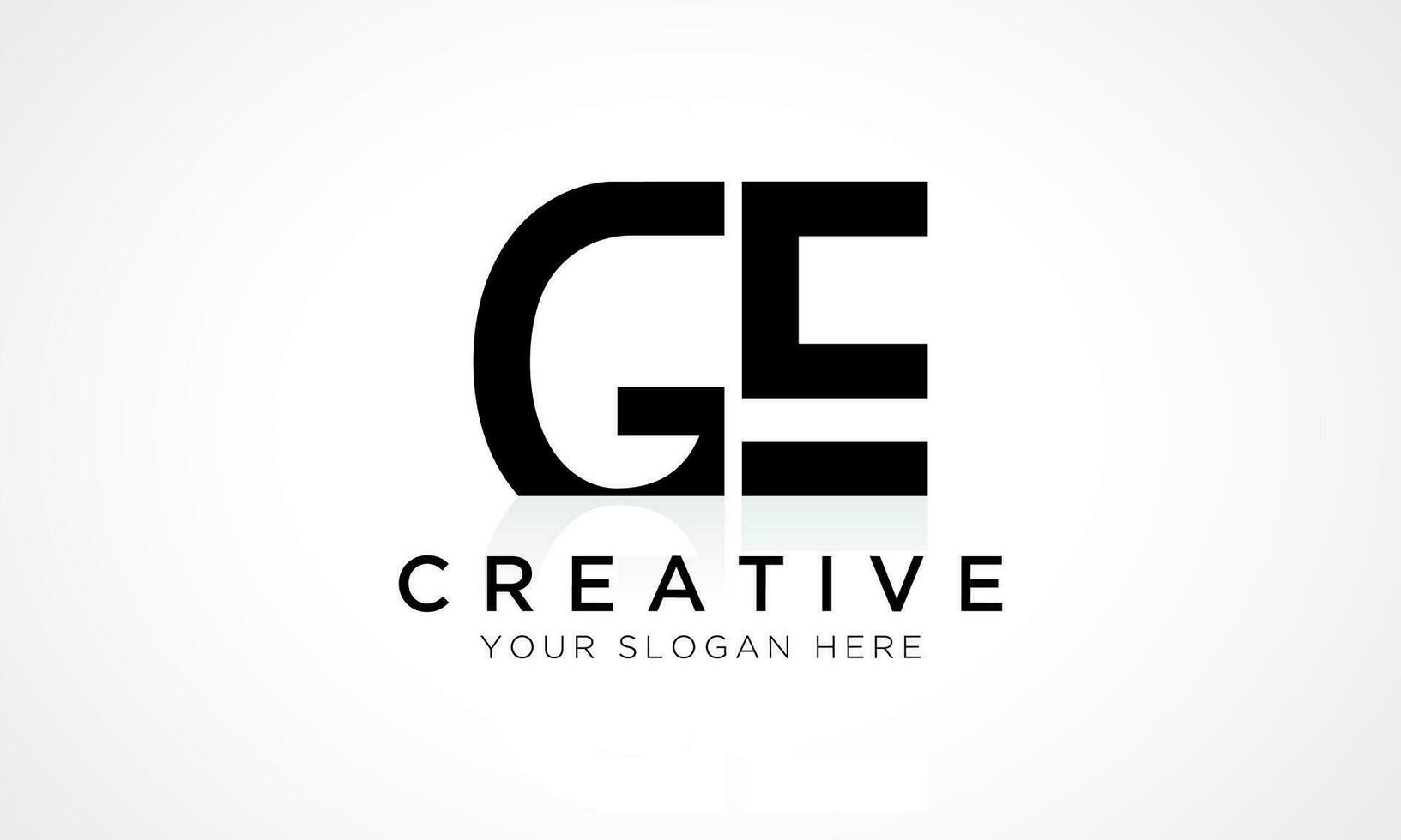 GE Letter Logo Design Vector Template. Alphabet Initial Letter GE Logo Design With Glossy Reflection Business Illustration.