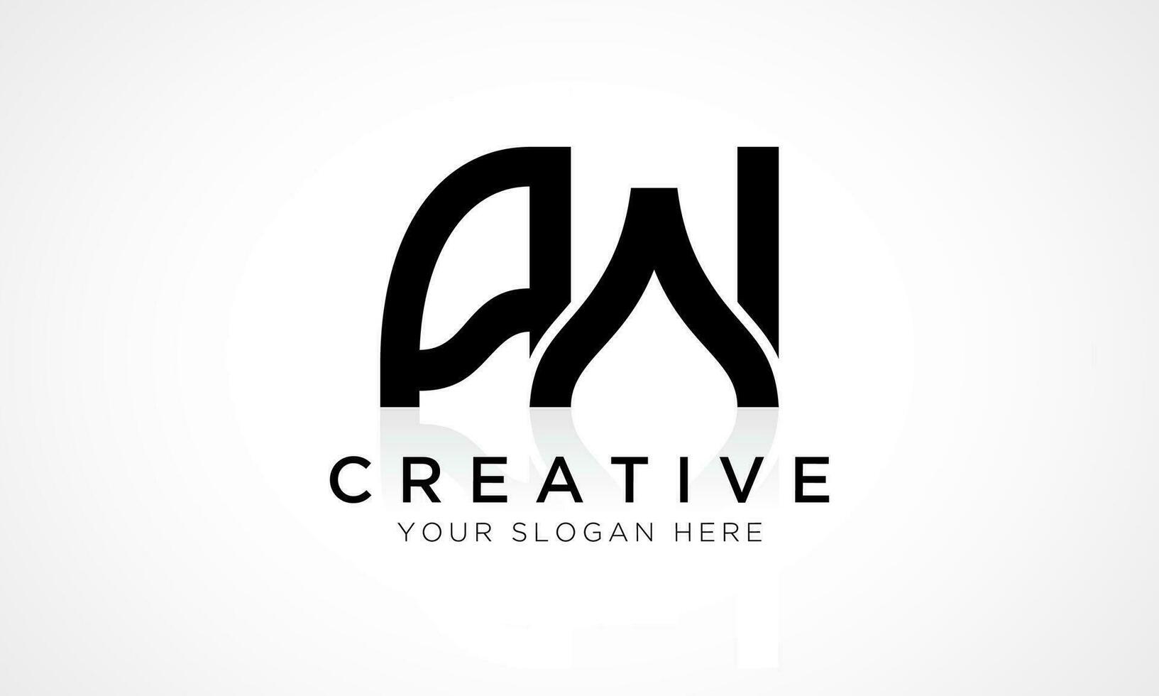 AW Letter Logo Design Vector Template. Alphabet Initial Letter AW Logo Design With Glossy Reflection Business Illustration.