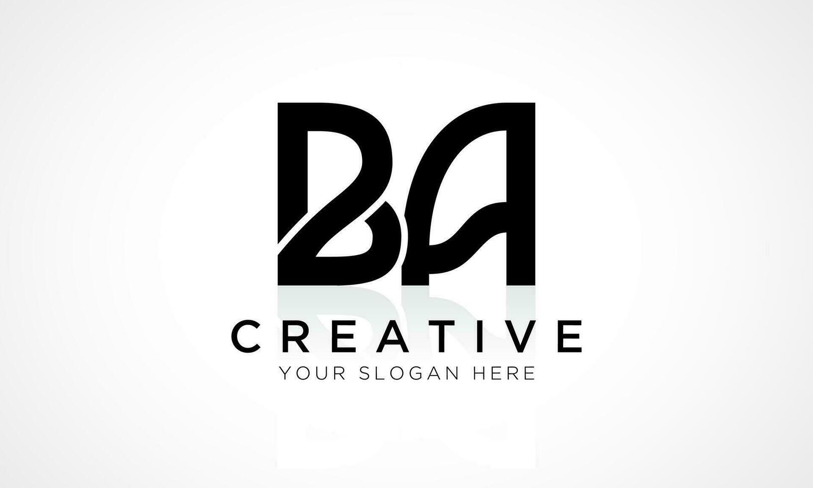 BA Letter Logo Design Vector Template. Alphabet Initial Letter BA Logo Design With Glossy Reflection Business Illustration.