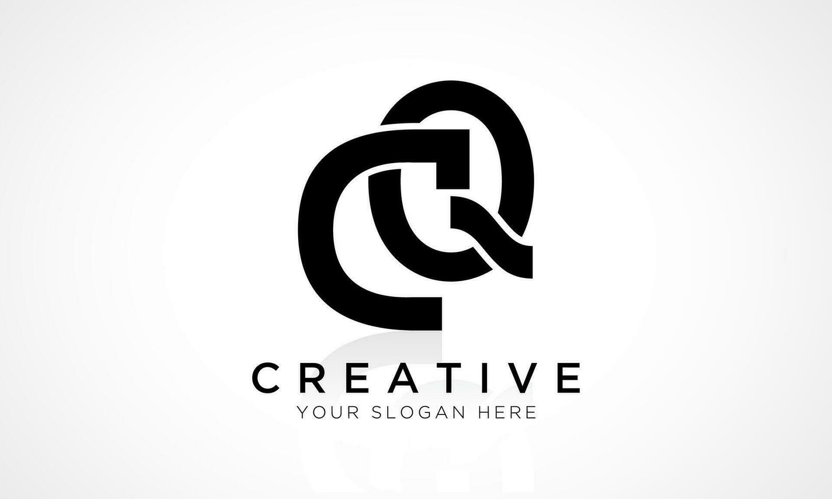 CQ Letter Logo Design Vector Template. Alphabet Initial Letter CQ Logo Design With Glossy Reflection Business Illustration.