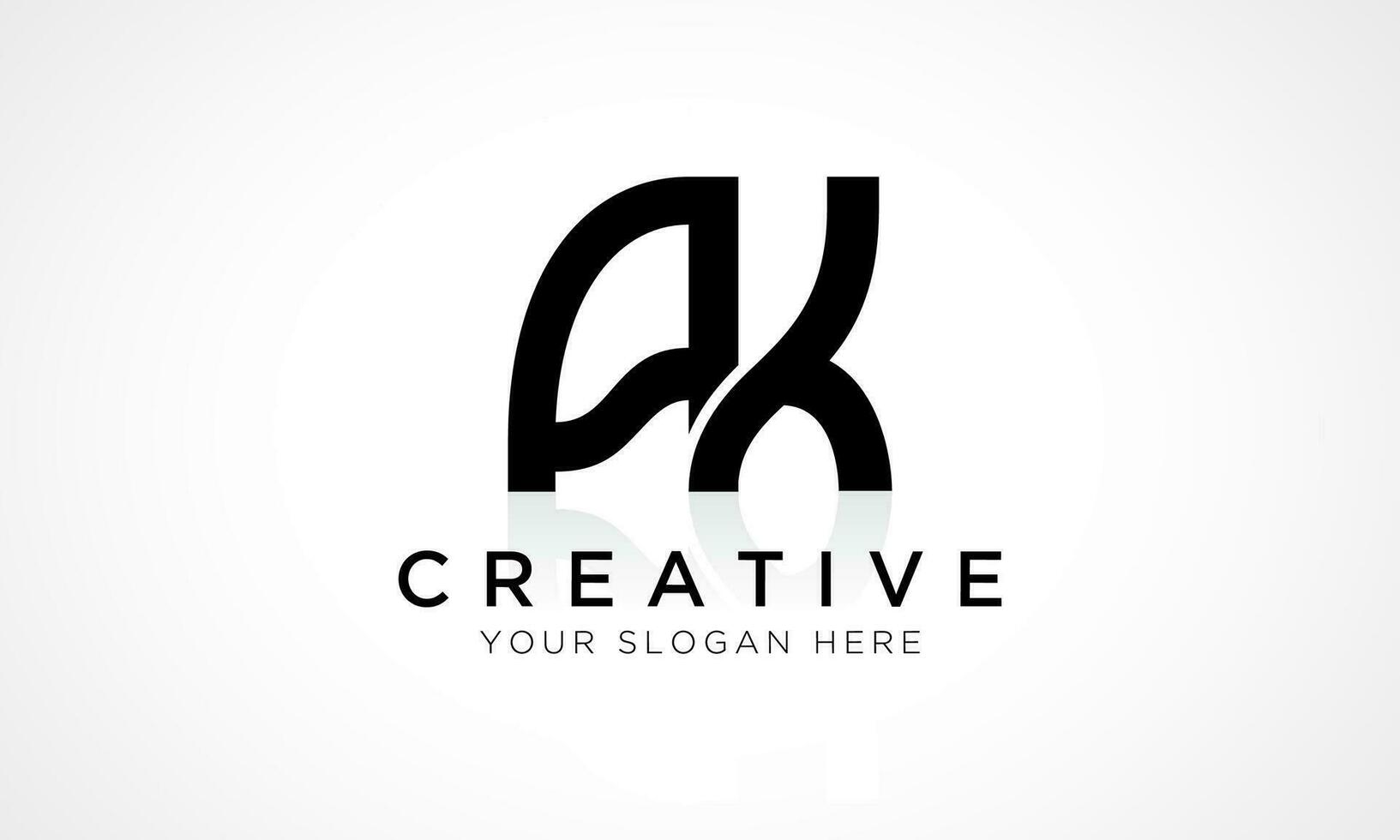 AK Letter Logo Design Vector Template. Alphabet Initial Letter AK Logo Design With Glossy Reflection Business Illustration.