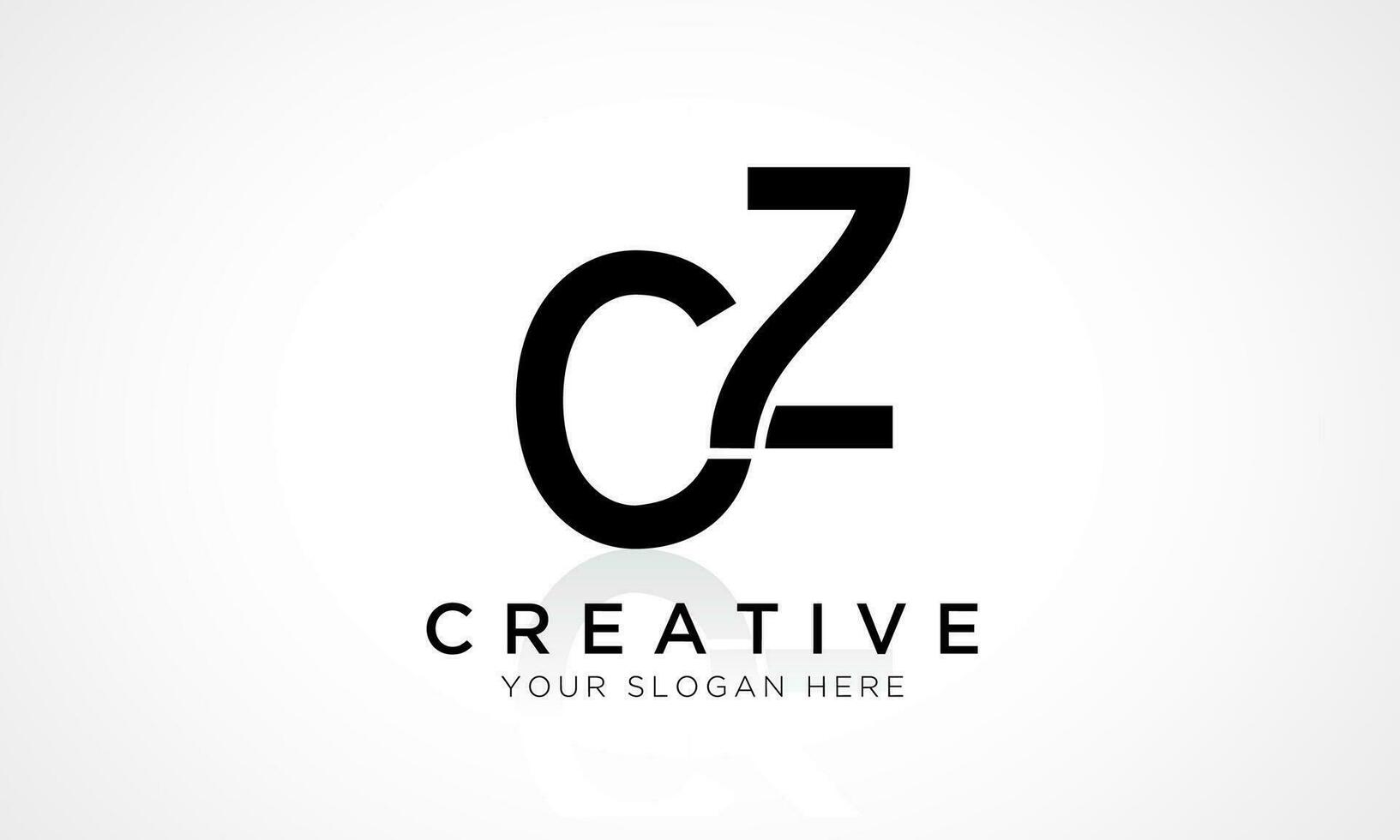 CZ Letter Logo Design Vector Template. Alphabet Initial Letter CZ Logo Design With Glossy Reflection Business Illustration.