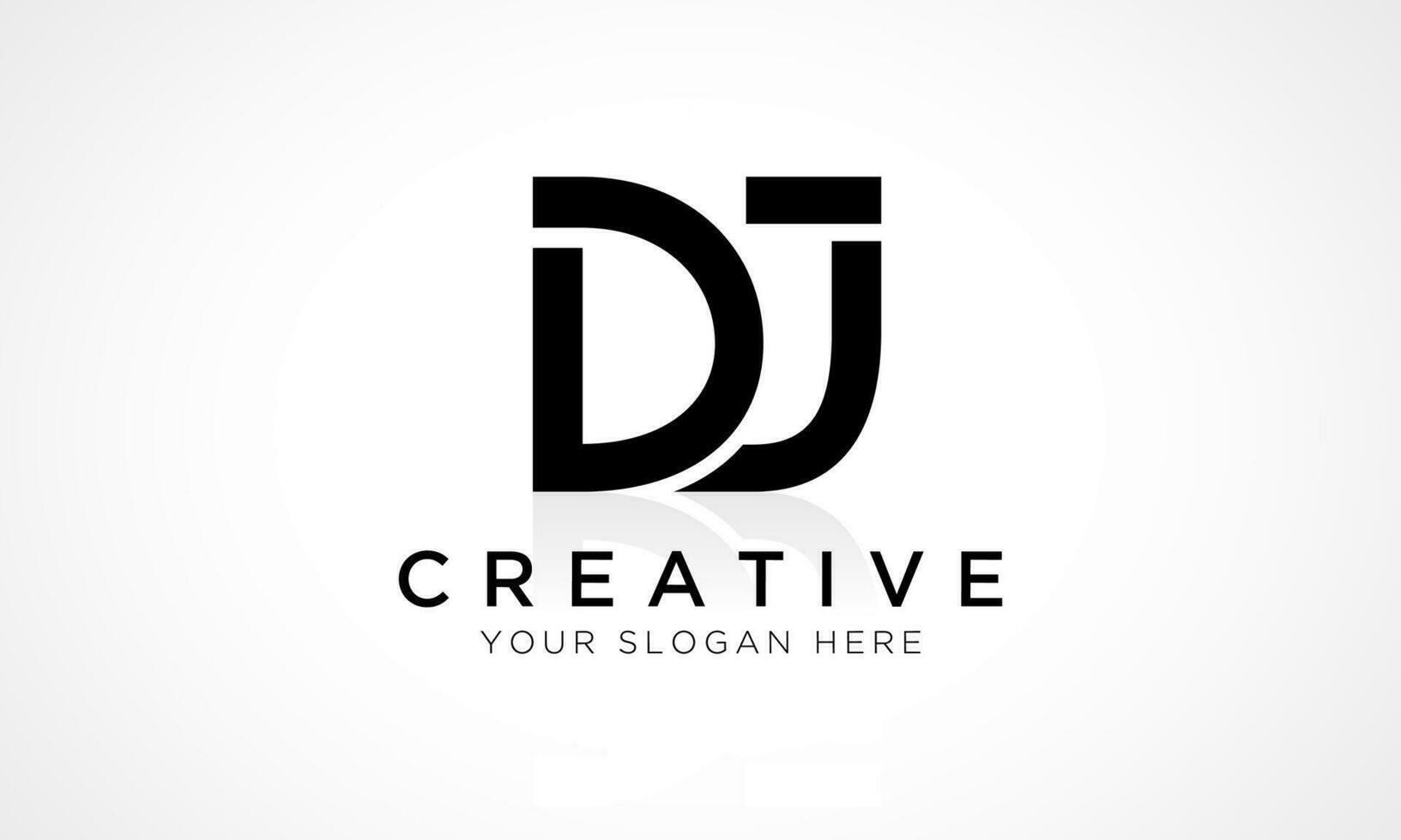 DJ Letter Logo Design Vector Template. Alphabet Initial Letter DJ Logo Design With Glossy Reflection Business Illustration.
