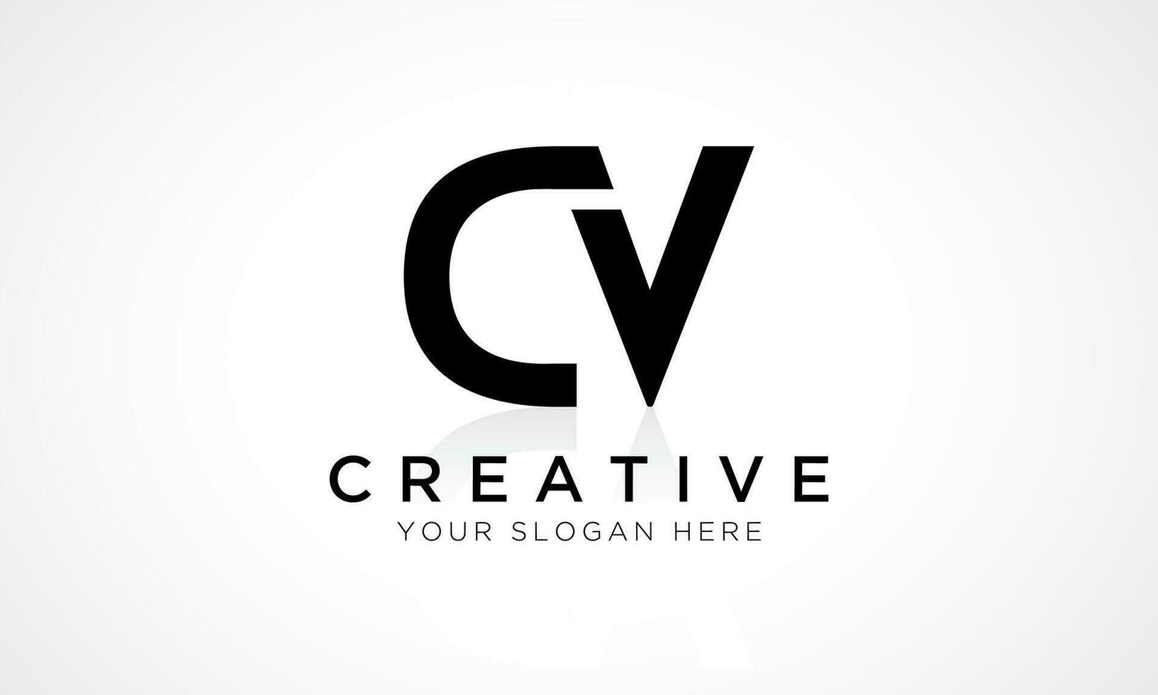 CV Letter Logo Design Vector Template. Alphabet Initial Letter CV Logo Design With Glossy Reflection Business Illustration.