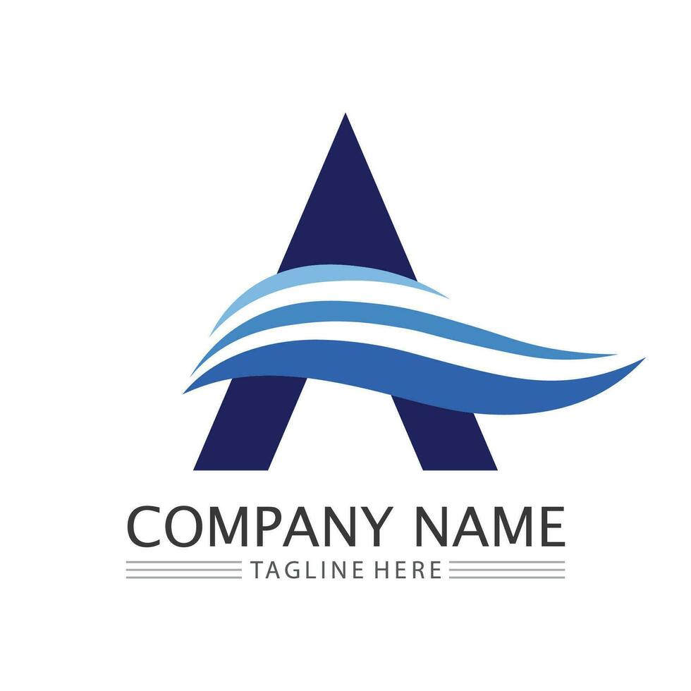 wave and water Isolated round shape logo Blue color logotype Flowing water image. Sea, ocean, river surface vector