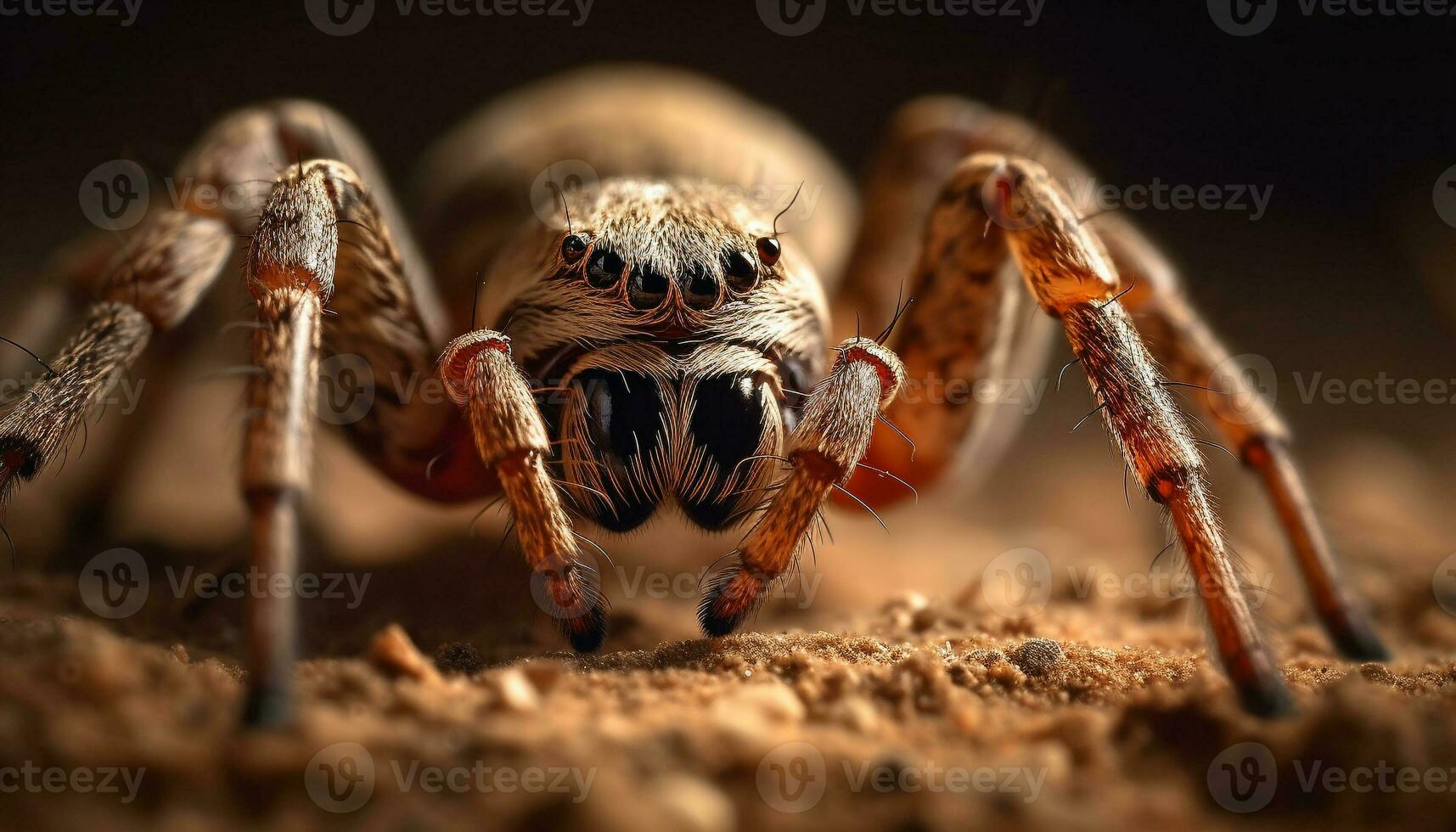 Hairy spider fang, danger lurking in nature generated by AI photo