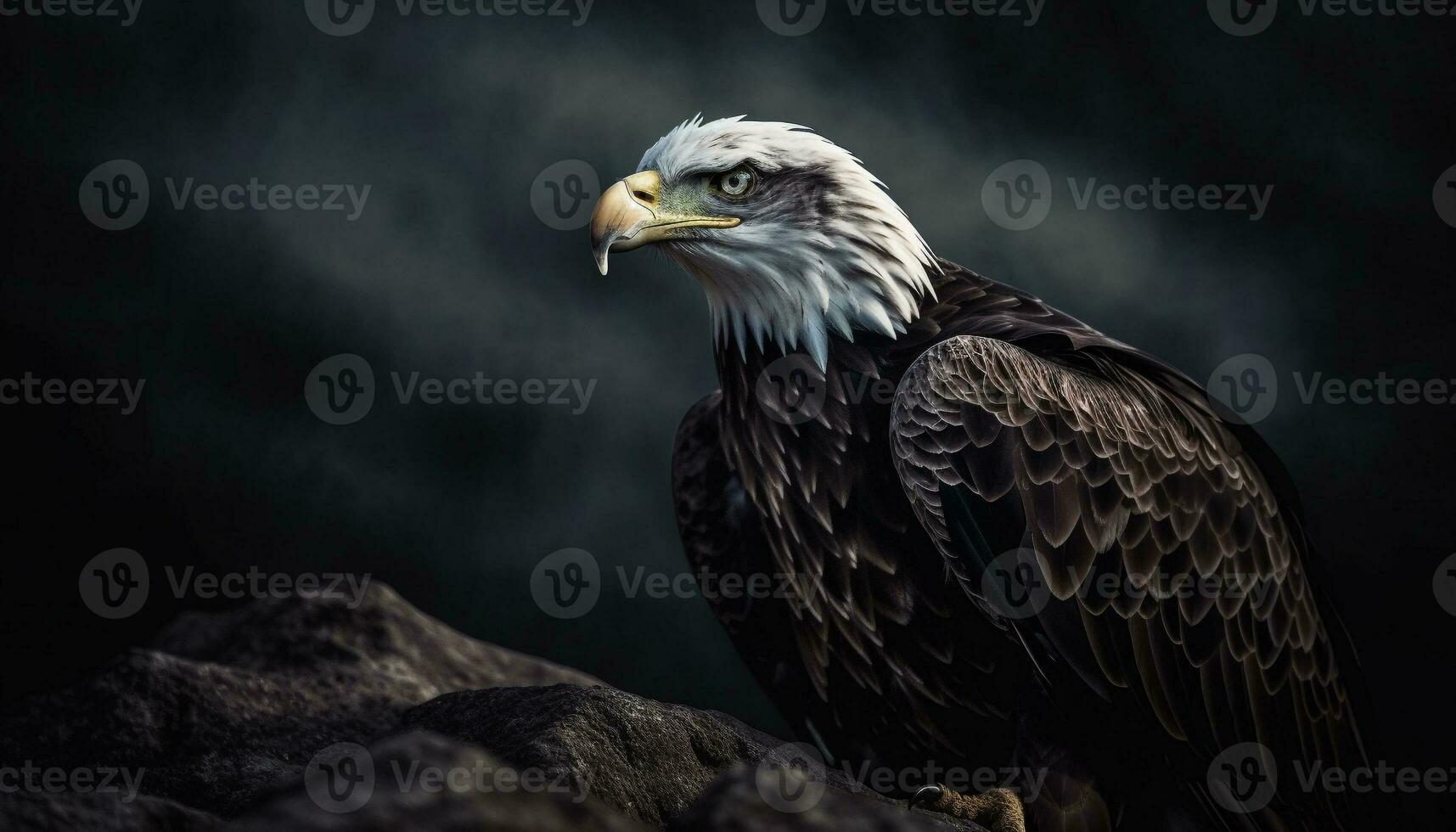 Majestic bald eagle perching, portrait generated by AI photo