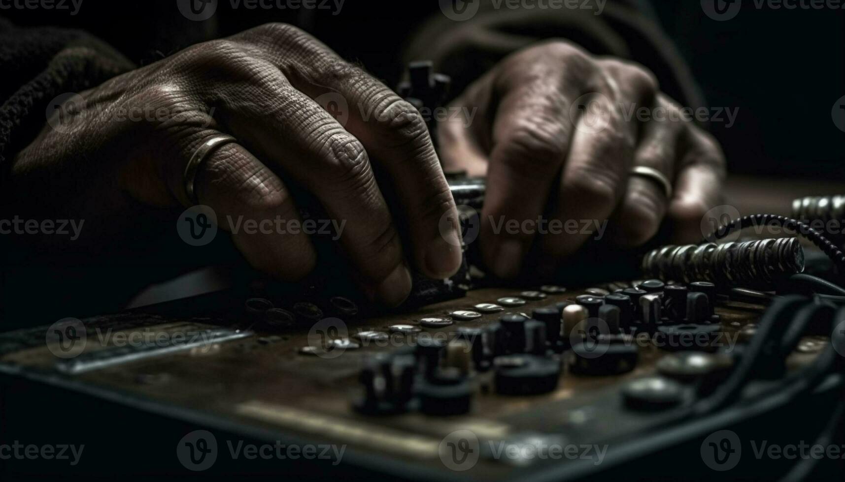 mecanografía en antiguo pasado de moda máquina de escribir, emprendedor nostalgia adelante generado por ai foto