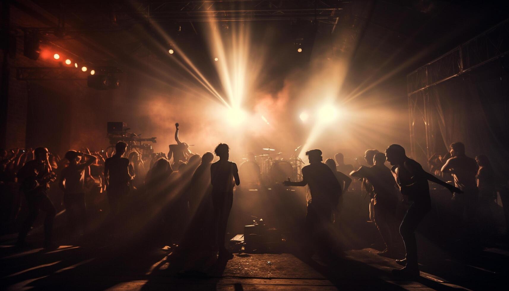 Large crowd applauds as guitarist rocks stage generated by AI photo