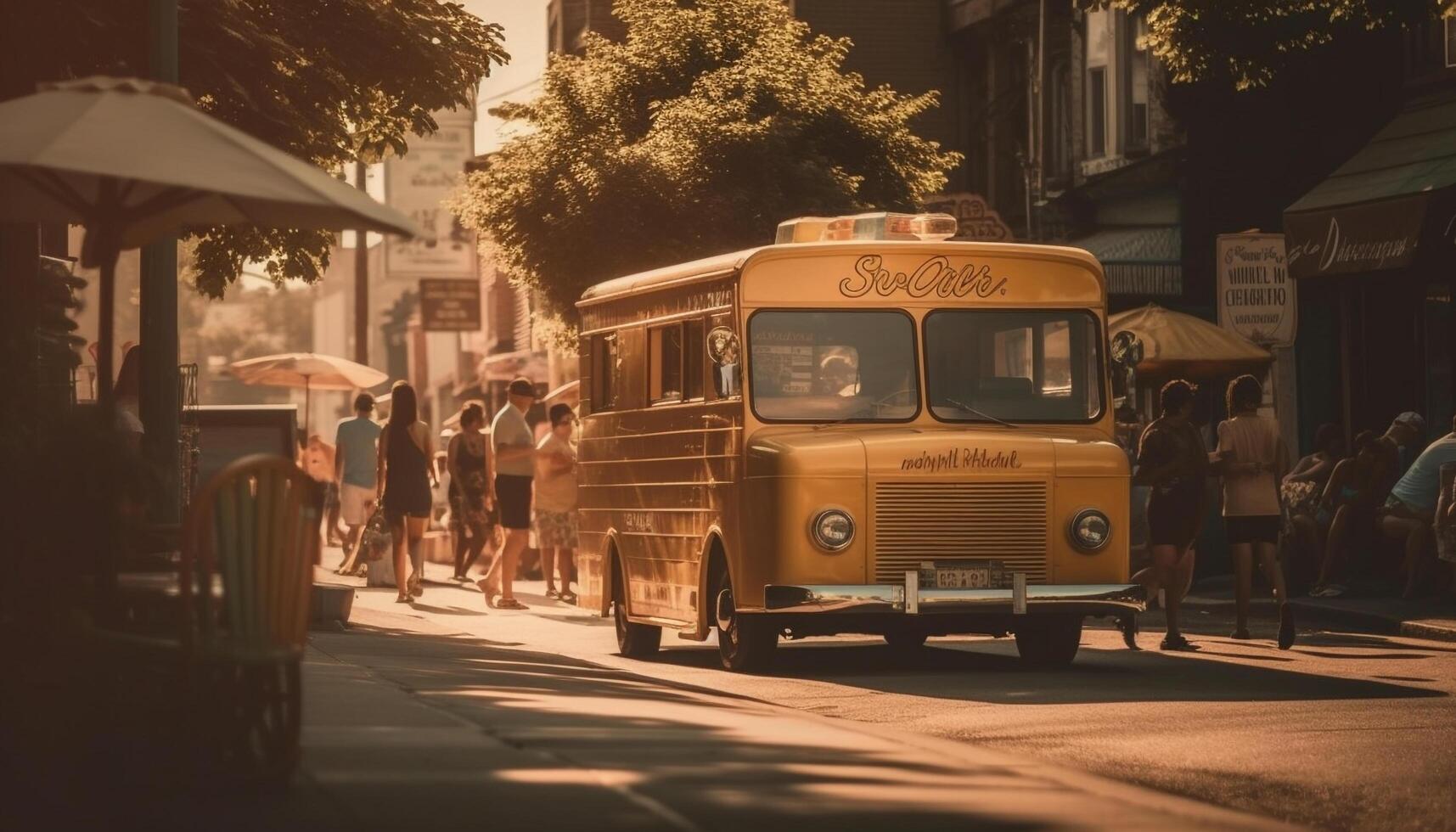 Crowded city street, rush hour traffic motion generated by AI photo