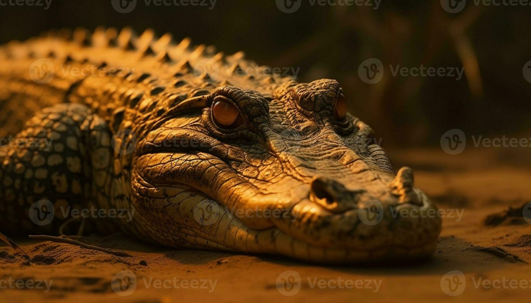 Large crocodile dangerous teeth in portrait generated by AI photo