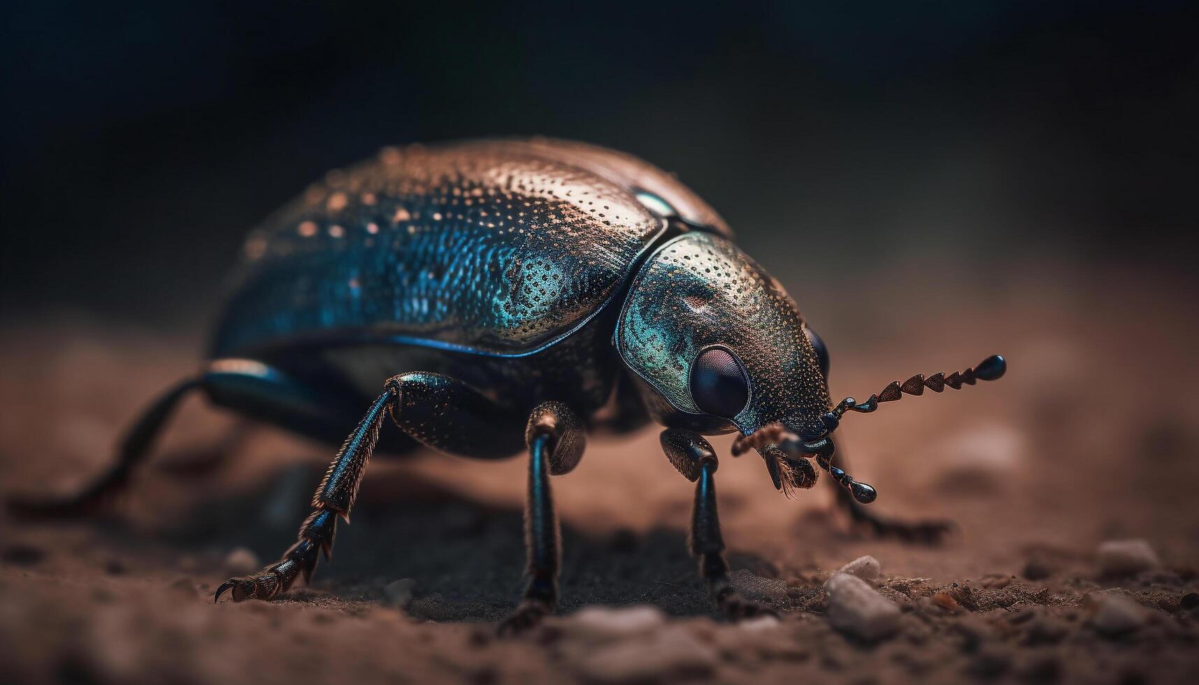 Shiny weevil crawls on green leaf outdoors generated by AI photo
