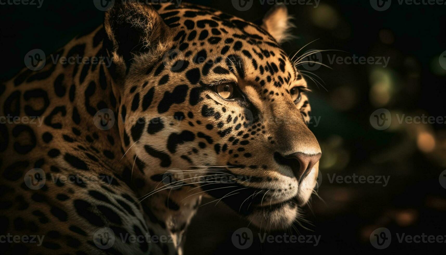 Majestic big cats in the wild staring fiercely generated by AI photo