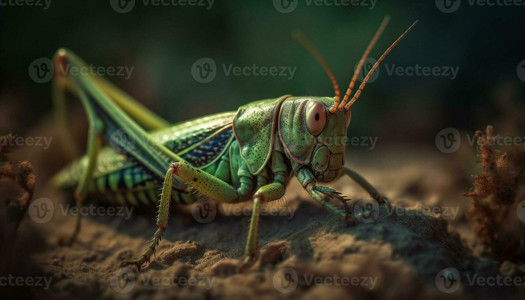 escalofriante hormiga pierna en verde hoja generado por ai foto