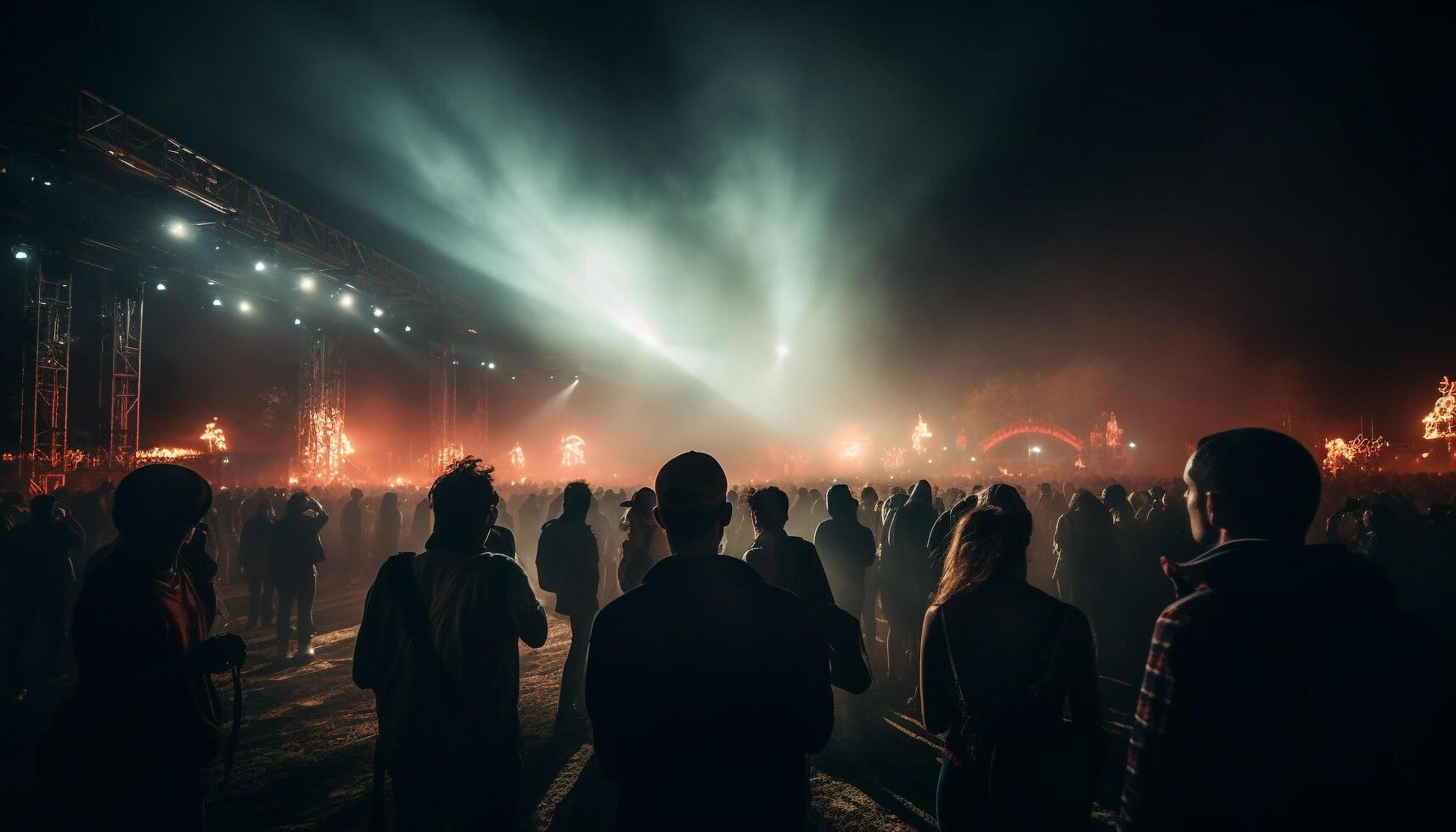 Silhouettes dance in backlit stage light heat generated by AI photo