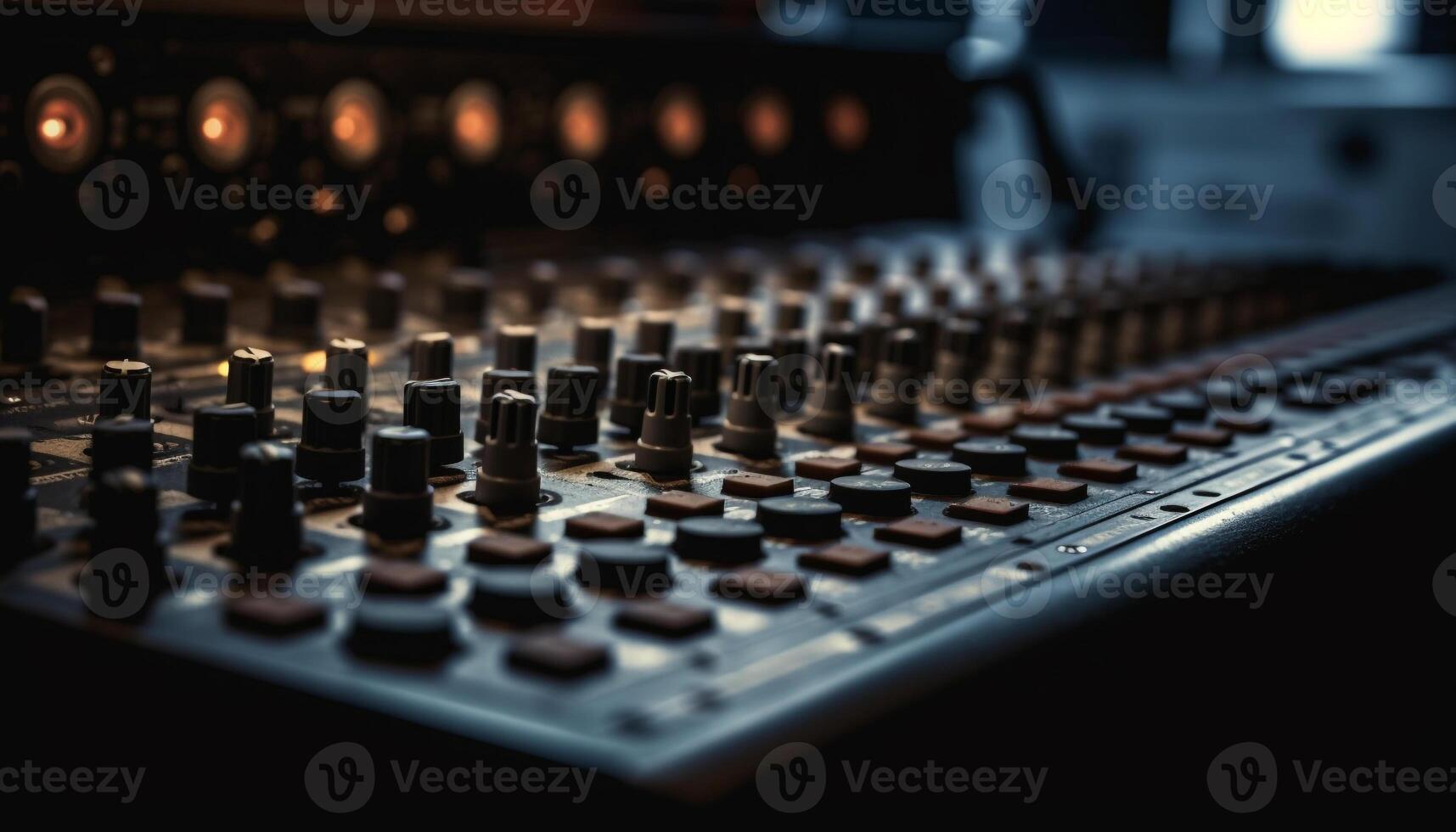 Electric mixer knob sliding, sound engineer controls mix generated by AI photo