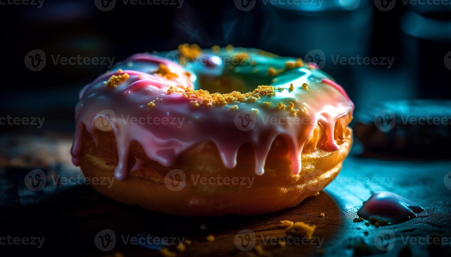 donut with chocolate icing and sprinkles generated by AI photo