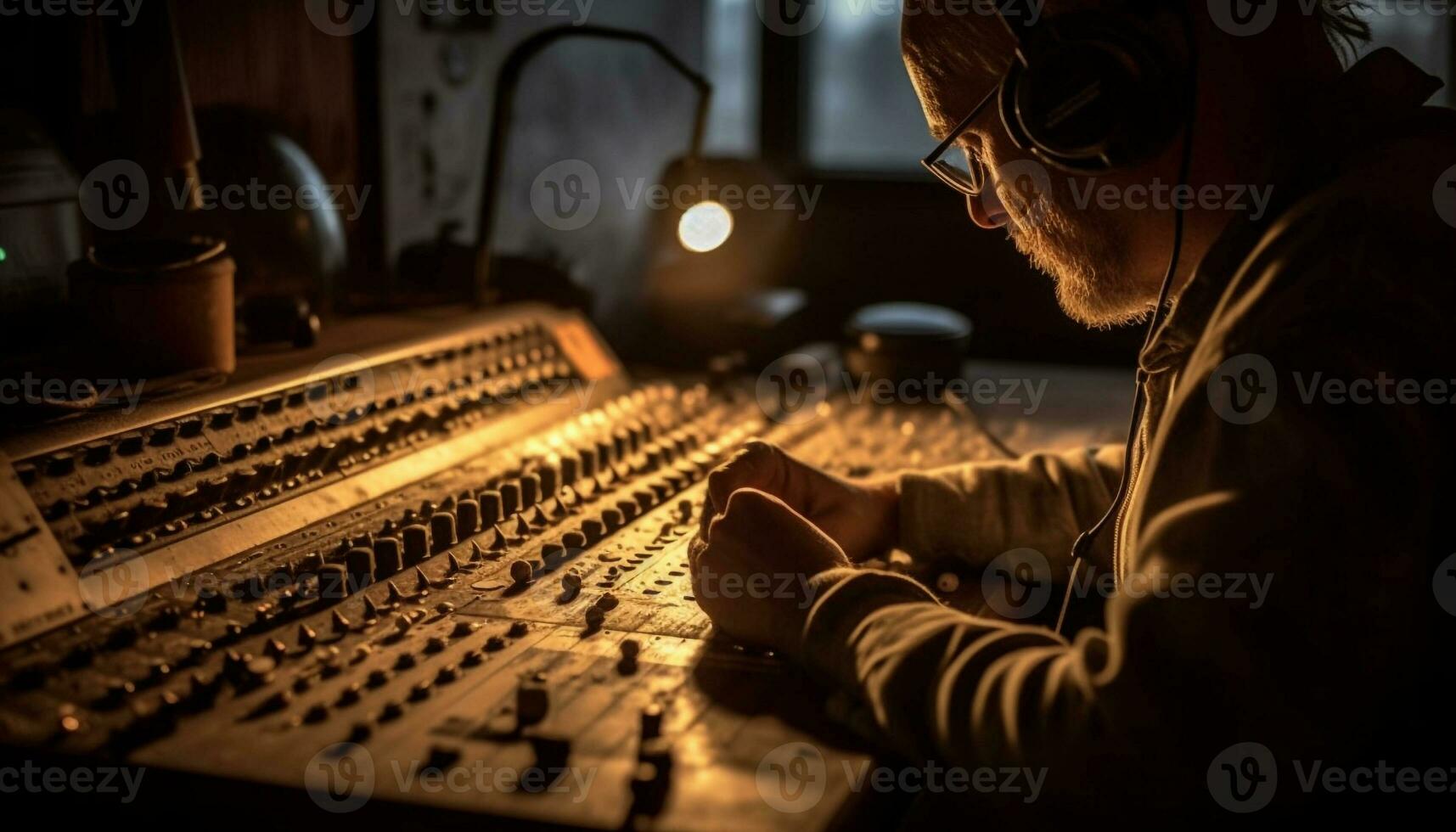 One man, expertise in sound mixing craft generated by AI photo