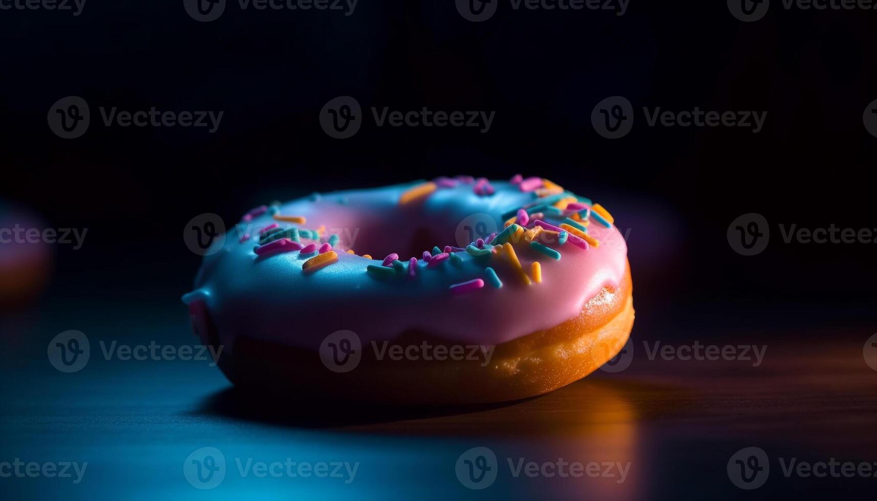 donut with icing, chocolate, and strawberry generated by AI photo