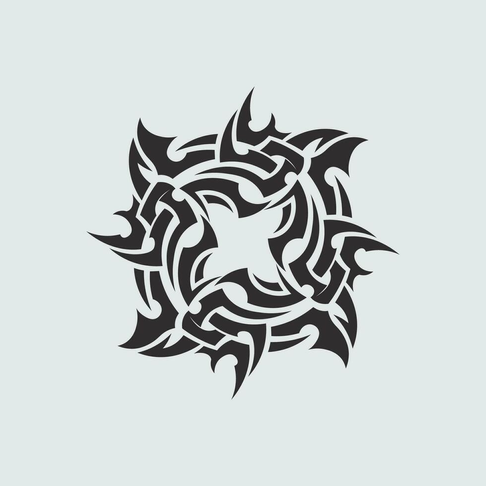 icono de diseño de logotipo vectorial tribal negro y signo tribal vector