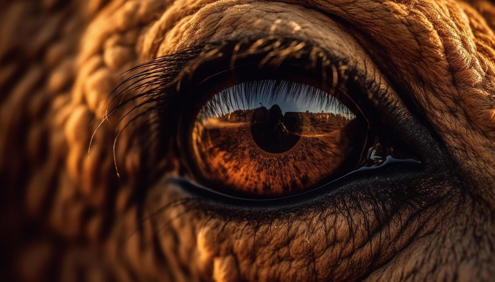 Stallion cute fur, staring at human eye generated by AI photo