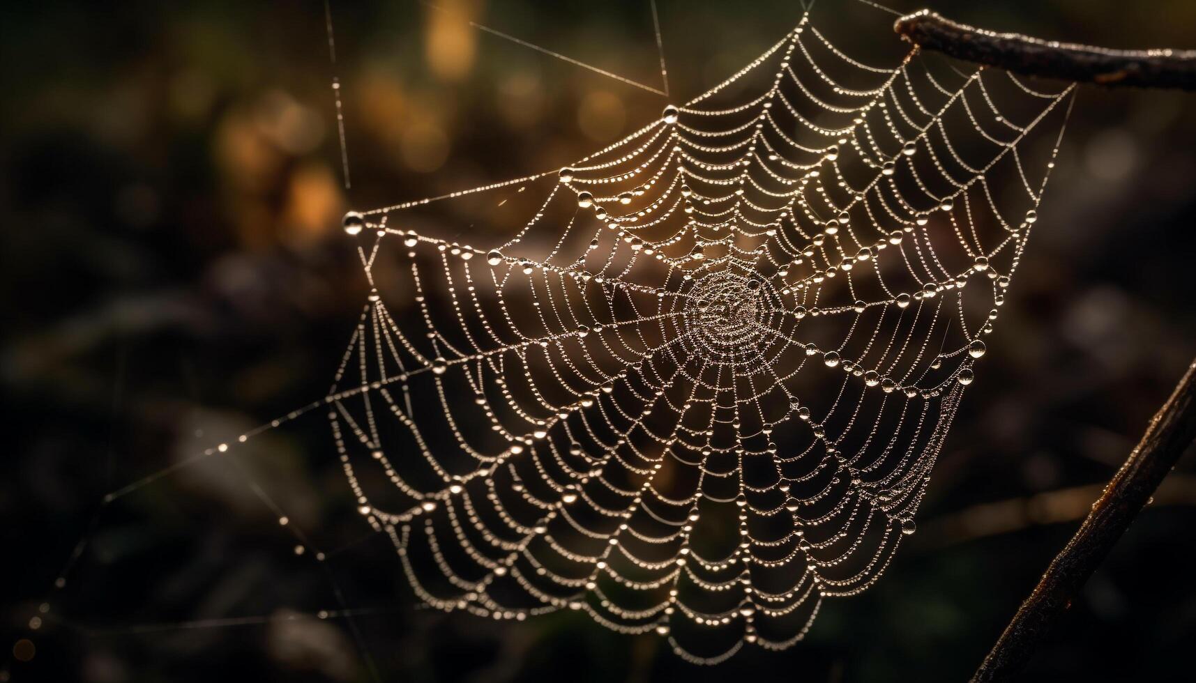 araña giros rociado web, naturaleza escalofriante trampa generado por ai foto