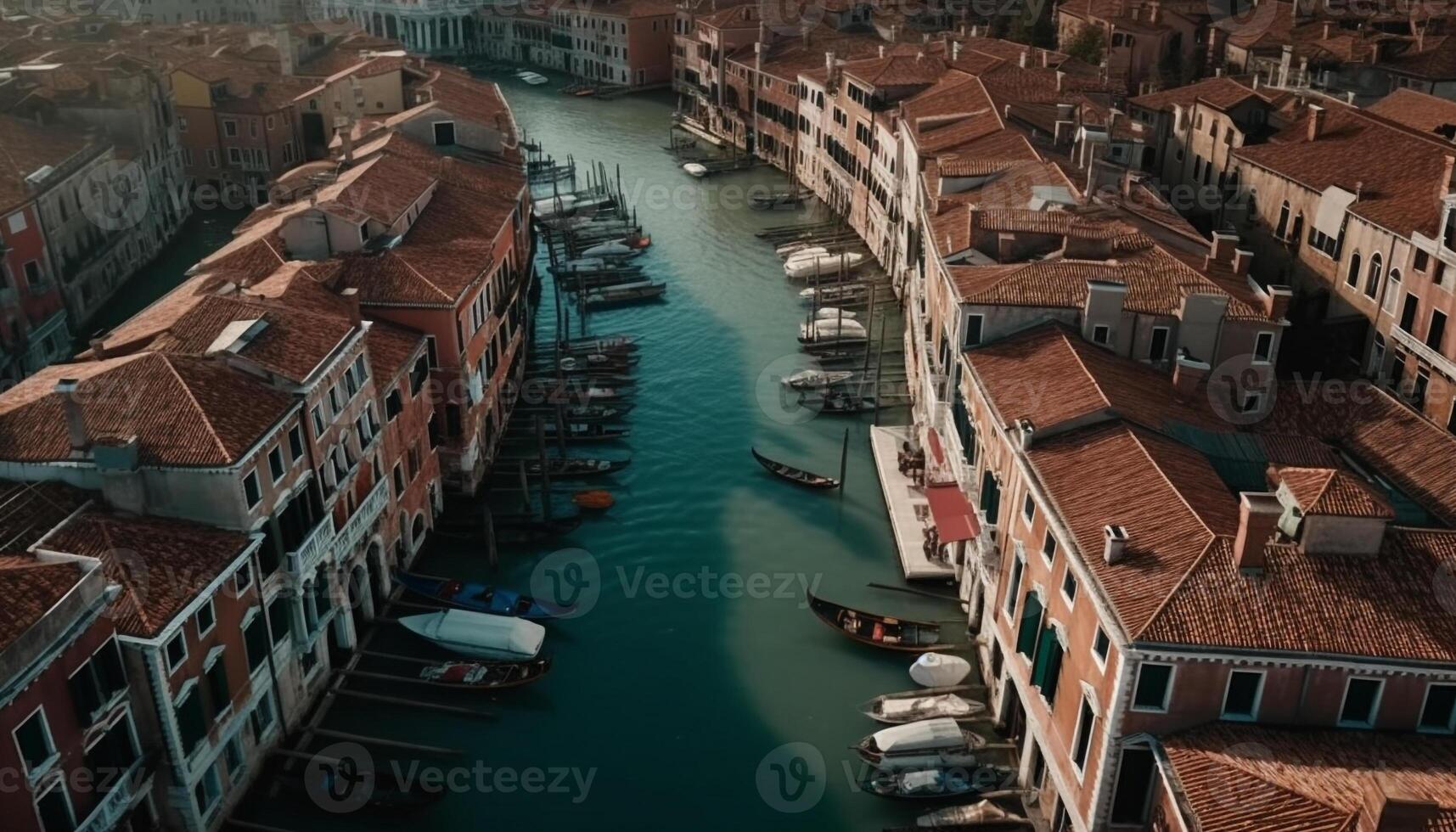 Venetian canals showcase historic architecture and nautical vessels generated by AI photo