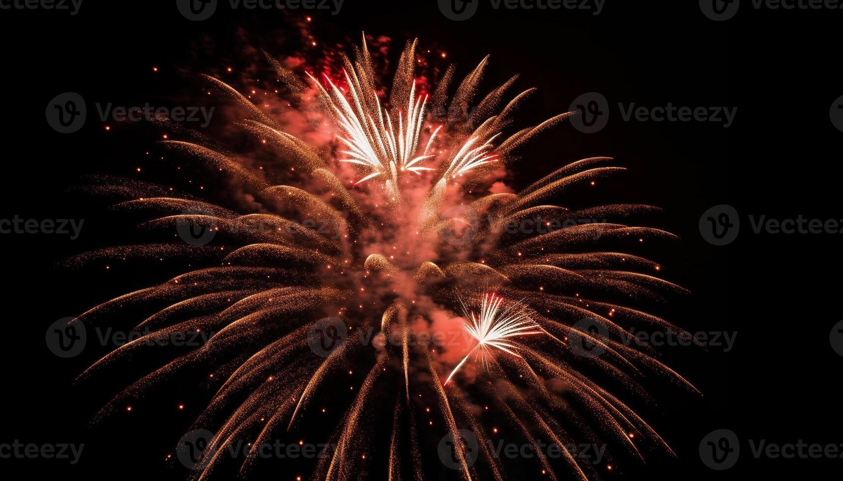 Fourth of July celebration exploding vibrant firework display generated by AI photo
