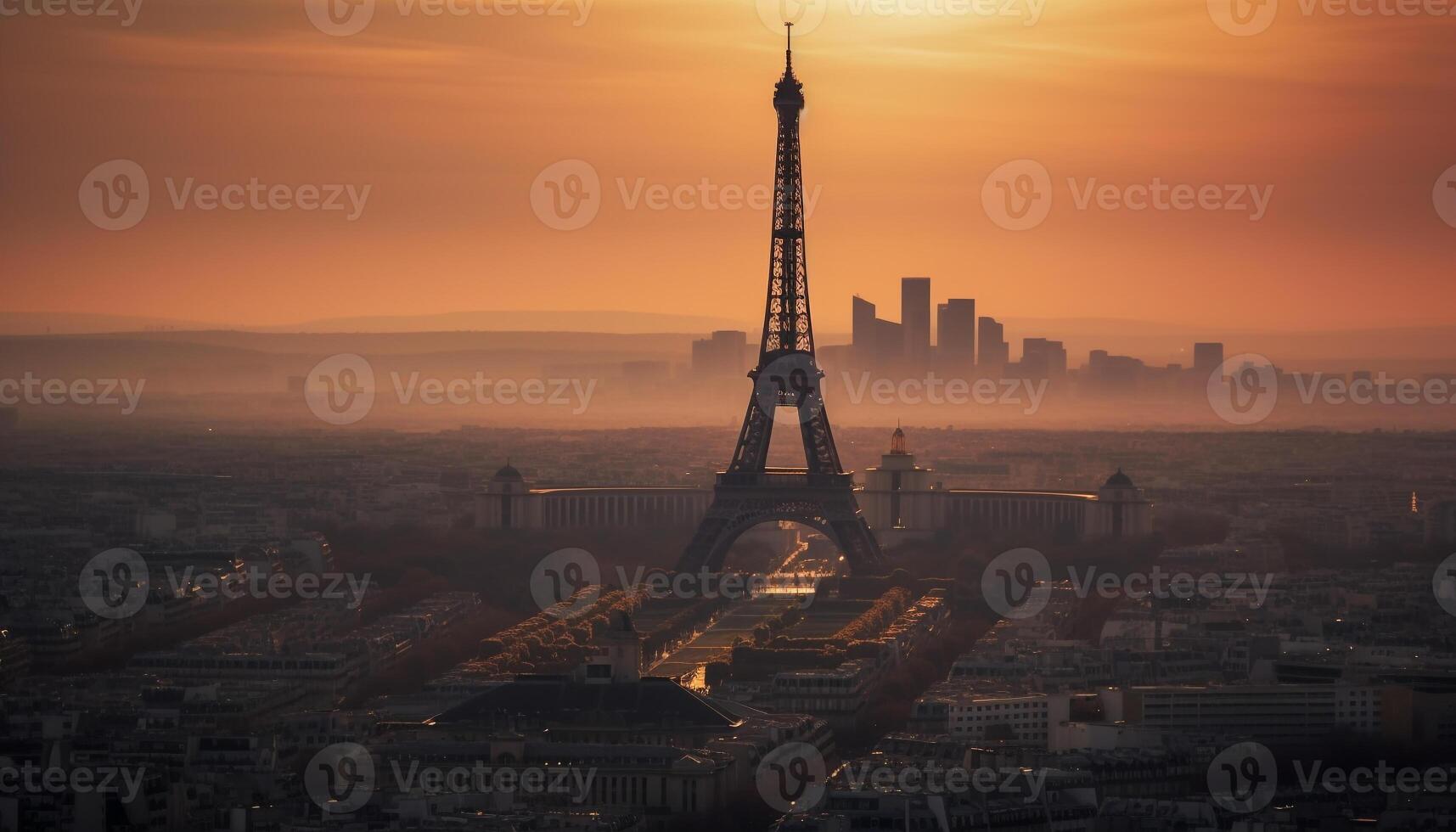 silueta de famoso paisaje urbano a oscuridad, iluminado generado por ai foto