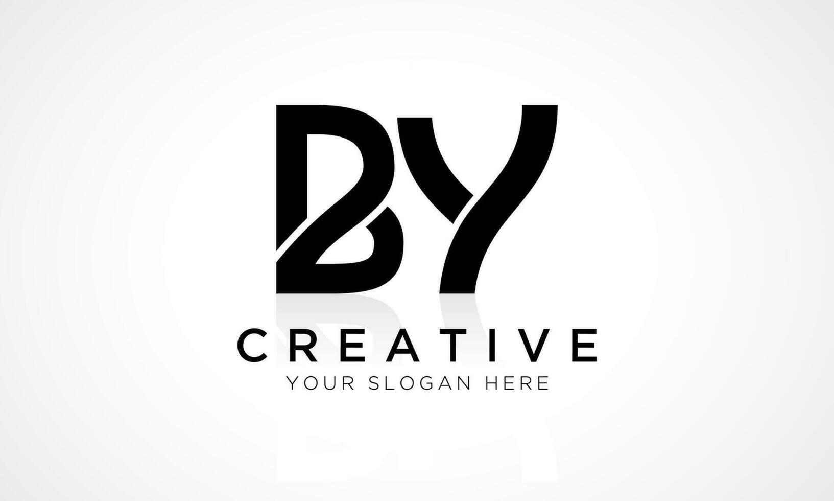 BY Letter Logo Design Vector Template. Alphabet Initial Letter BY Logo Design With Glossy Reflection Business Illustration.