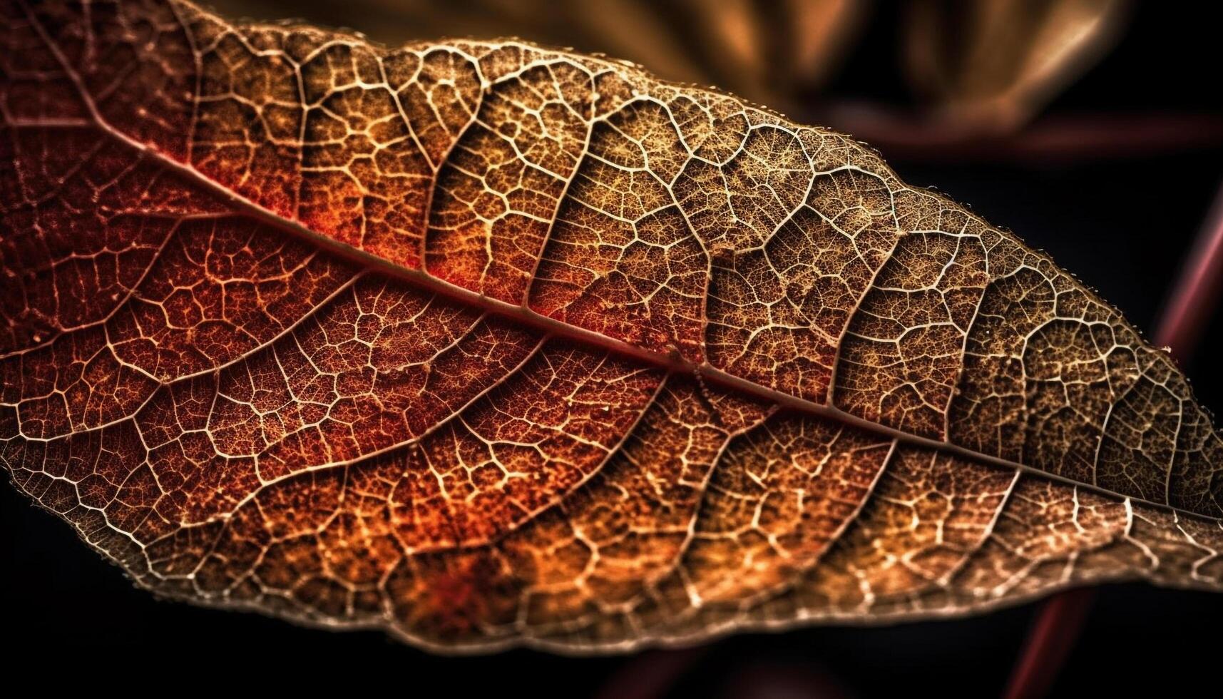 Vibrant leaf vein pattern in macro generated by AI photo