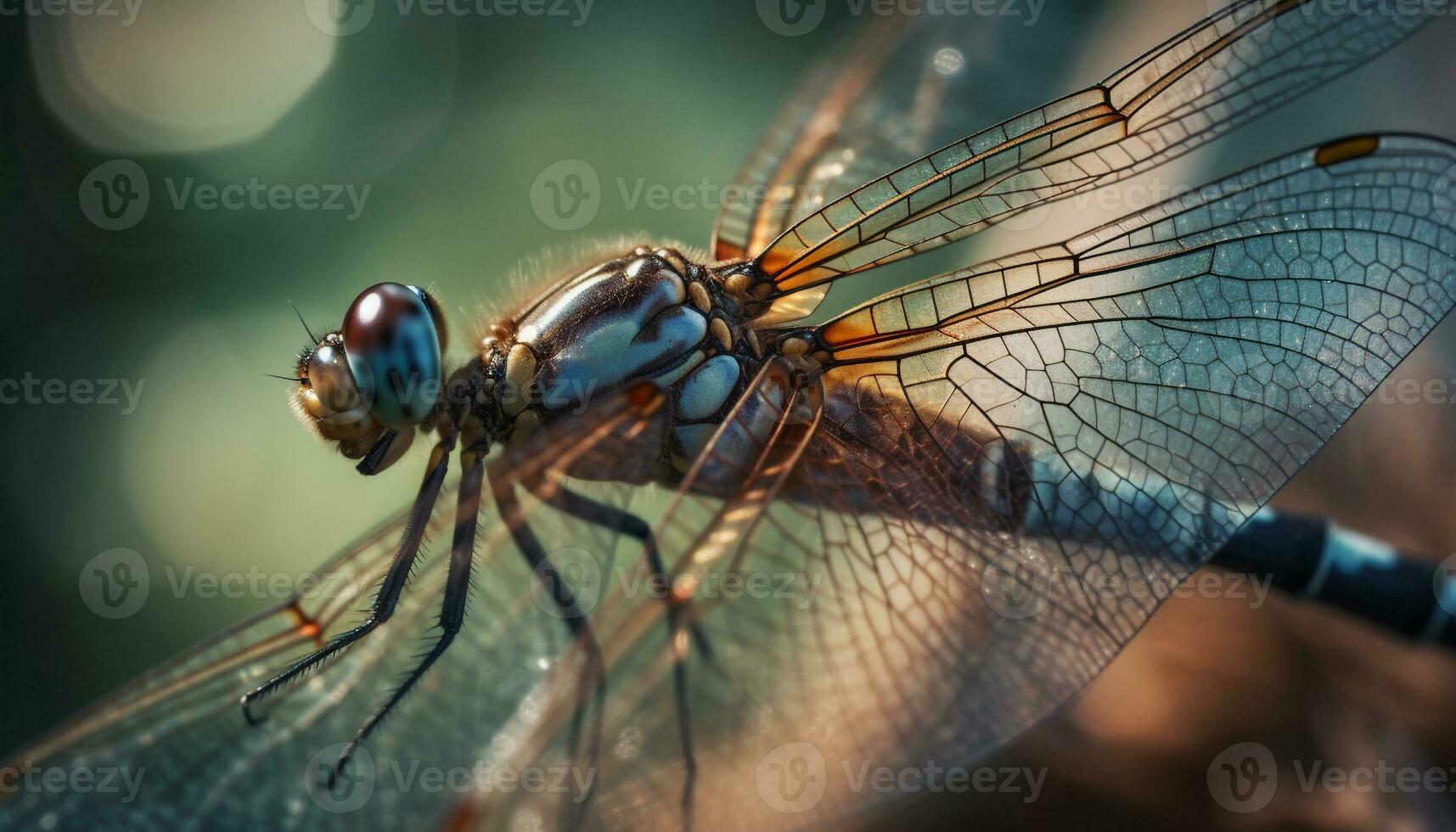 Vibrant dragonfly wing in beauty generated by AI photo