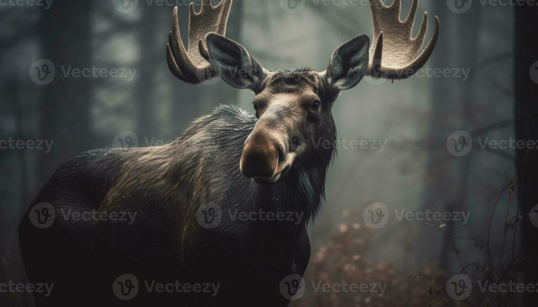 Stag fur stands out in tranquil forest generative AI photo