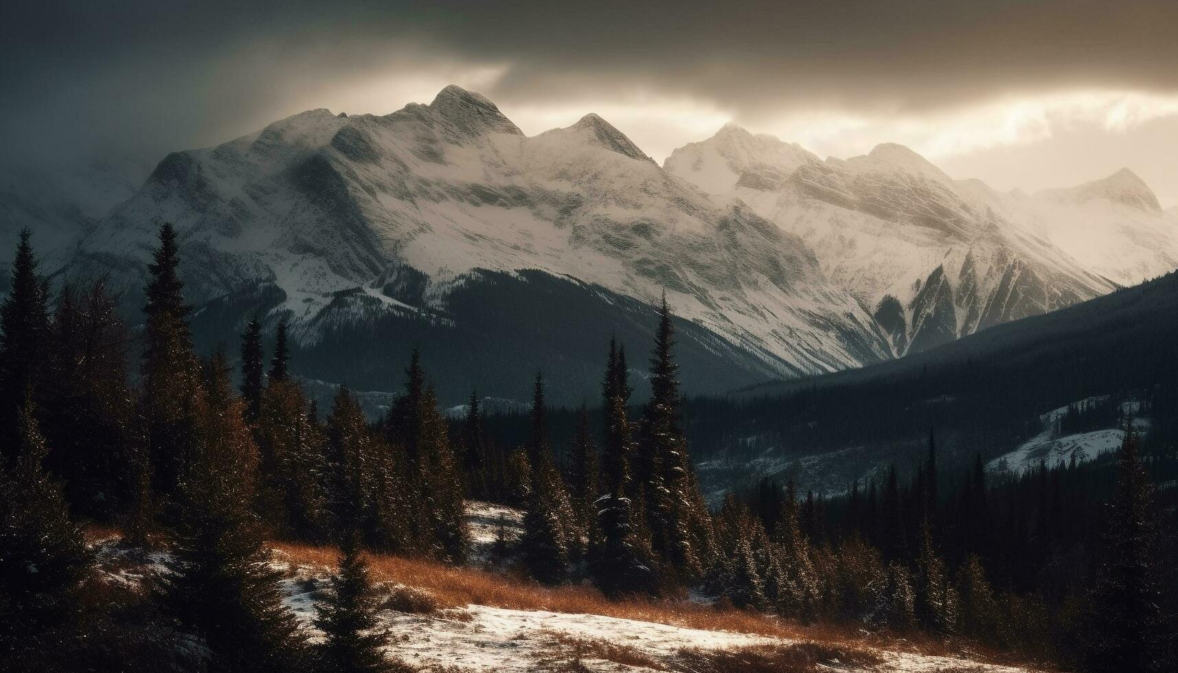 nevado montaña cima, majestuoso belleza en naturaleza generativo ai foto