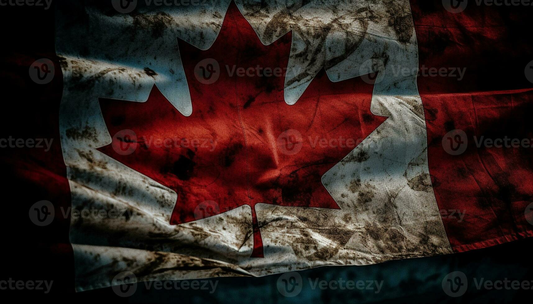 Canadian flag waving proudly, symbol of patriotism generative AI photo