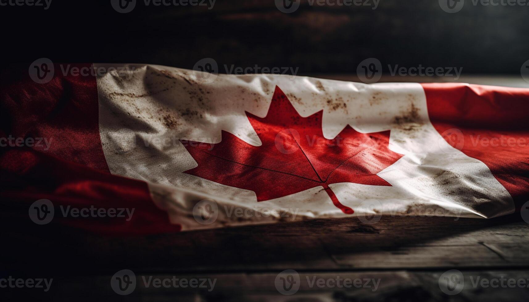 Canadian pride waving in autumn rustic breeze photo
