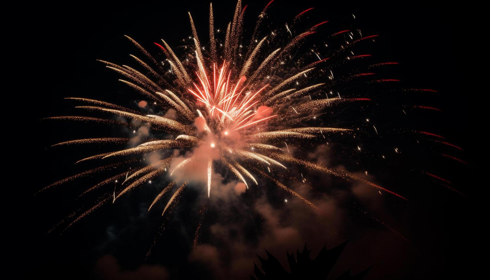 Multi colored firework display explodes in vibrant celebration generated by AI photo