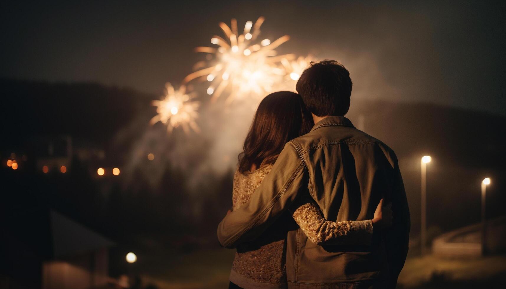 Love and celebration ignite as couples bond outdoors generated by AI photo